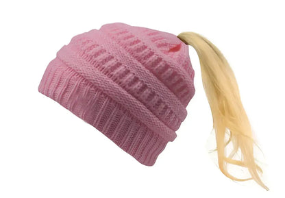 Pony Tail Beanies.. Assorted Colours. - gmaxx