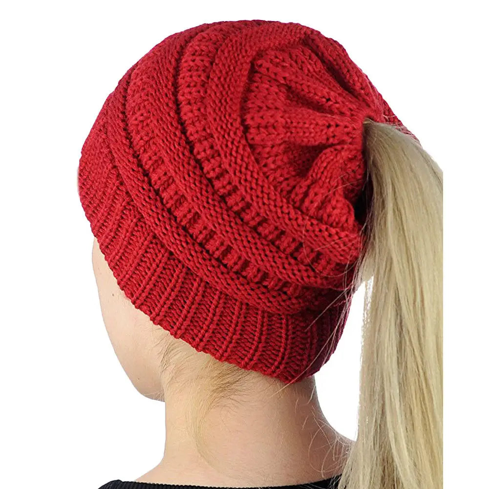 Pony Tail Beanies.. Assorted Colours. - gmaxx