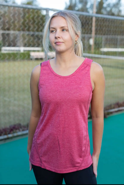 Ramo Challenger Singlet - 8 / Red Marle - Ladies Sports Tops