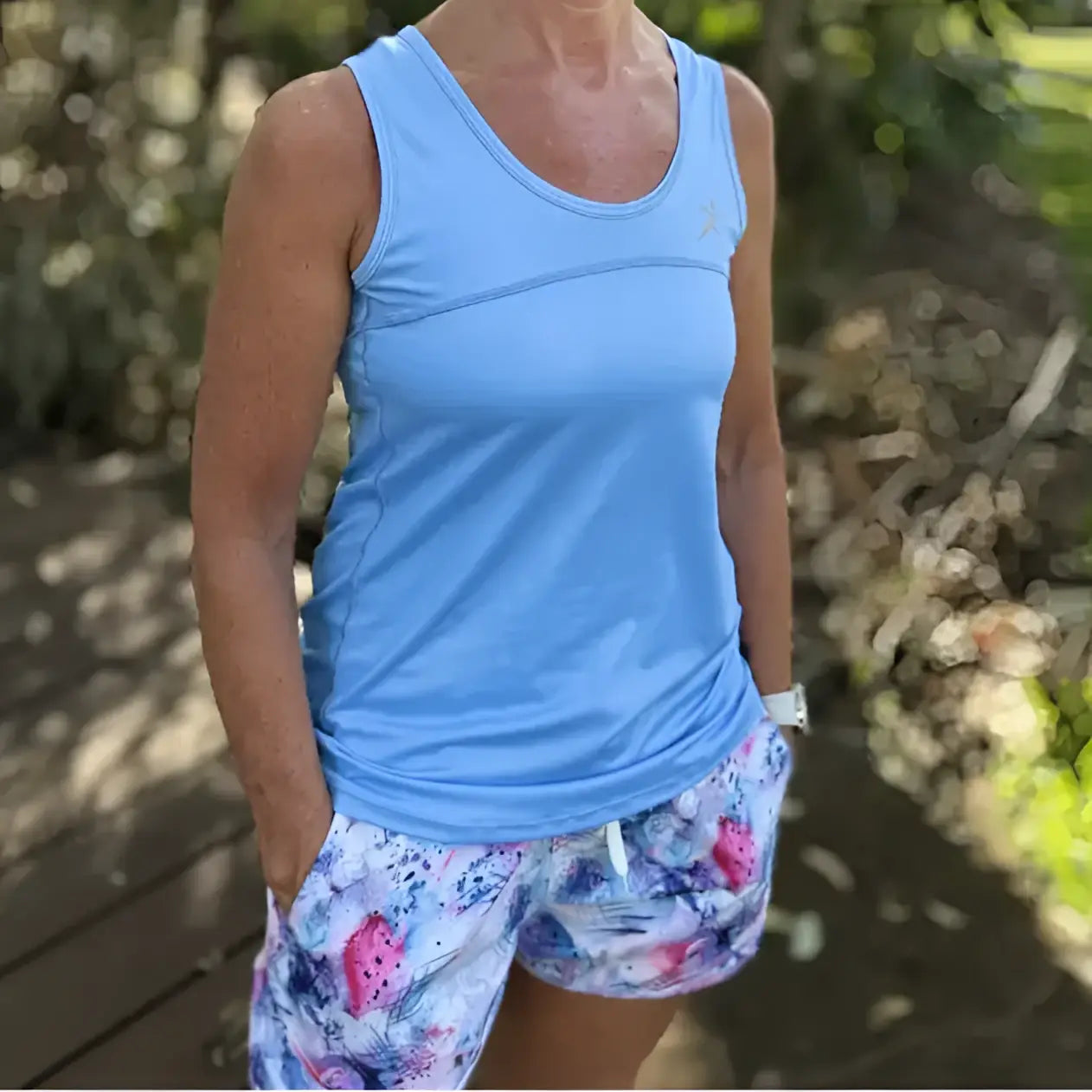 Sky Blue Full Back Singlet - Activewear