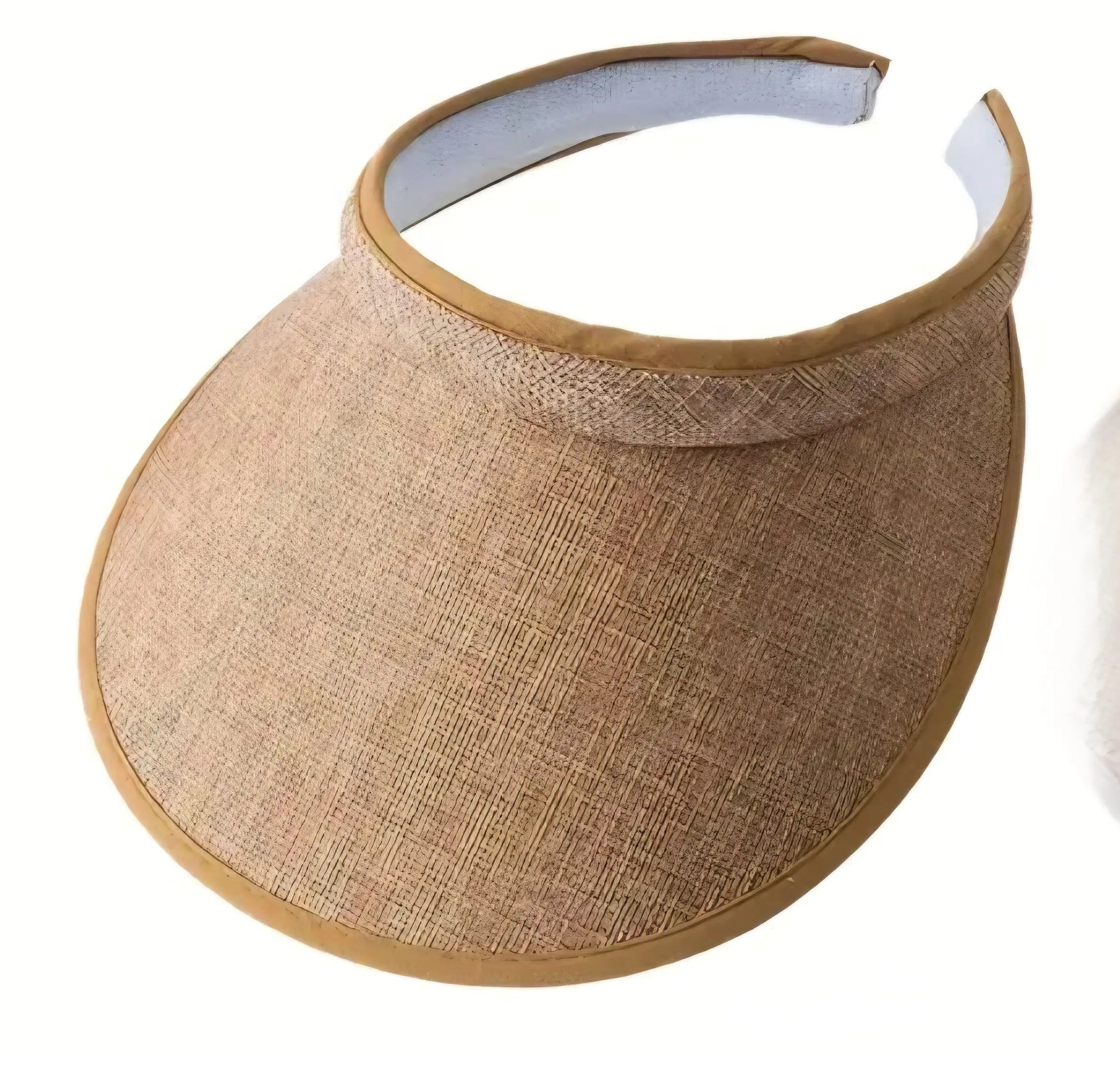 Beige woven visor with matching fabric band and padded lining in solid sports peak one size for sports use