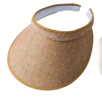 Beige woven visor with matching fabric band and padded lining in solid sports peak one size for sports use