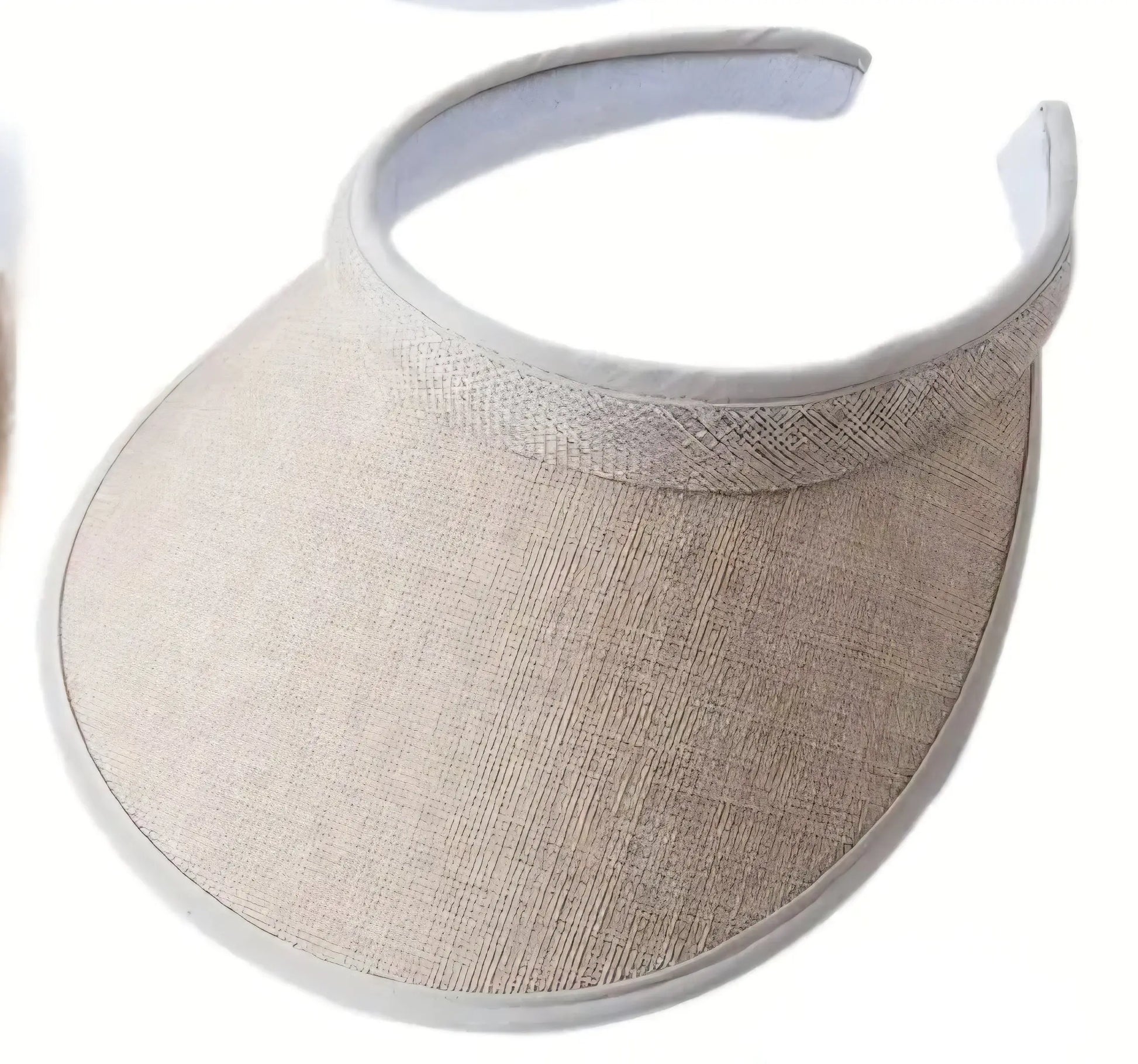 Beige woven solid sports peak visor with white padded headband and trim in one size for sports use