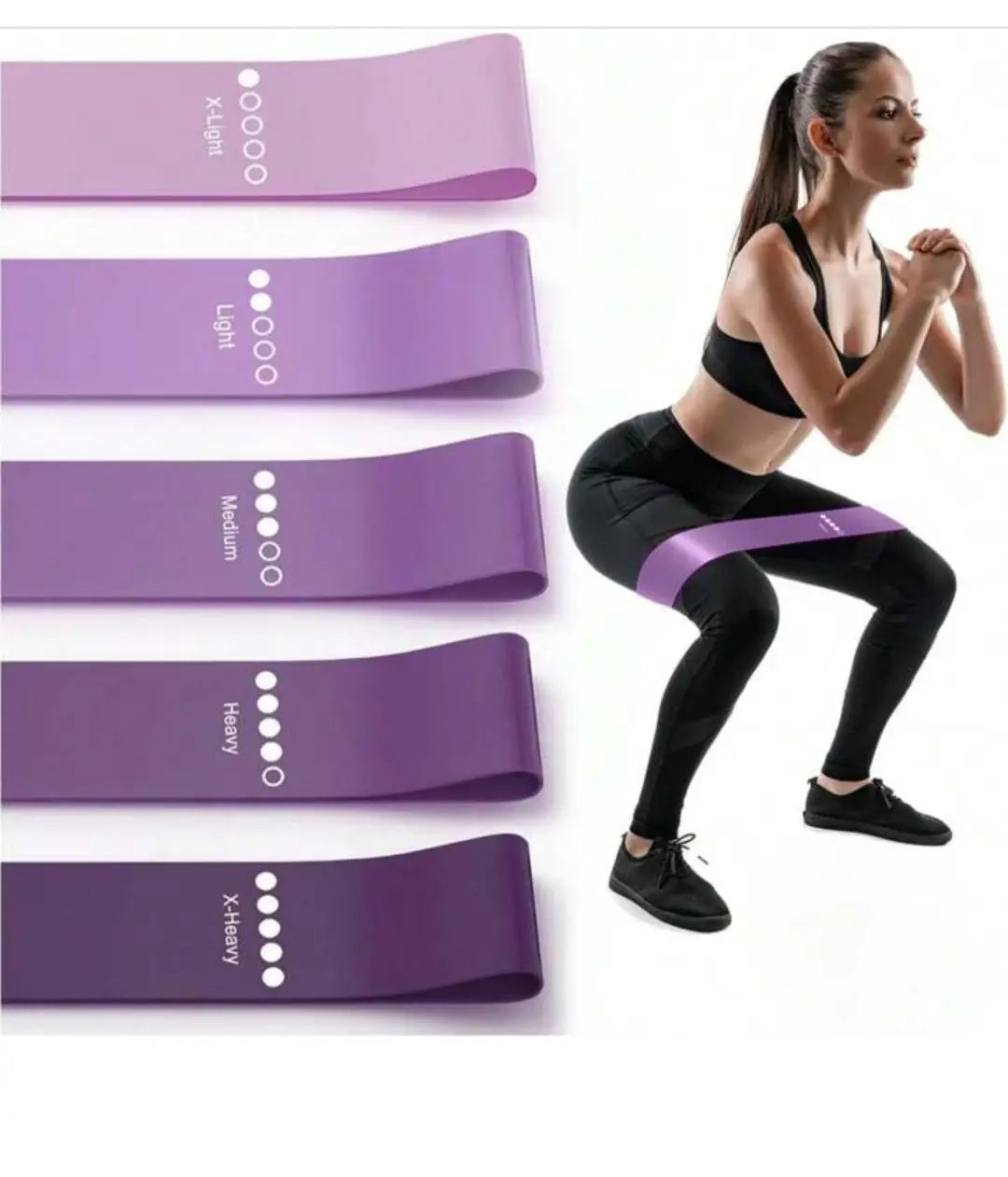 STRETCH Resistance Bands - 5 Pack - Purple - Yoga Accessories