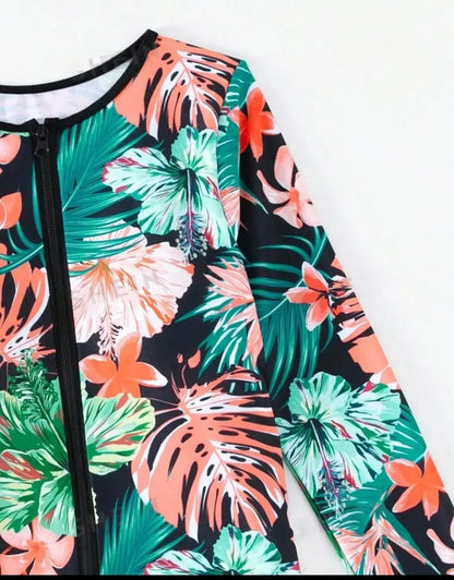 Tropical Zip Rashie Top - gmaxx