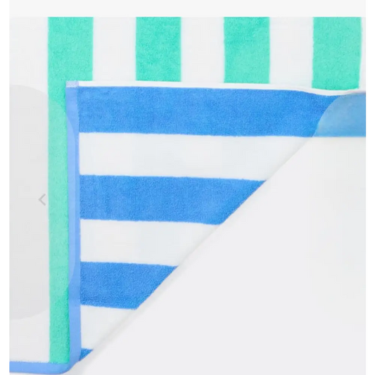 Wave Zone Reversable Beach Towels - Blue/Green Stripe - Accessories