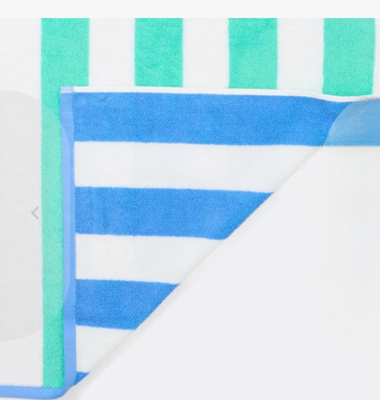 Wave Zone Reversable Beach Towels - Blue/Green Stripe - Accessories