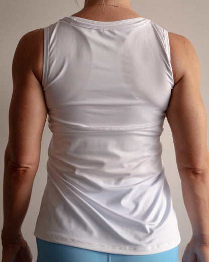 White Full Back Singlet - Ladies Sports Tops