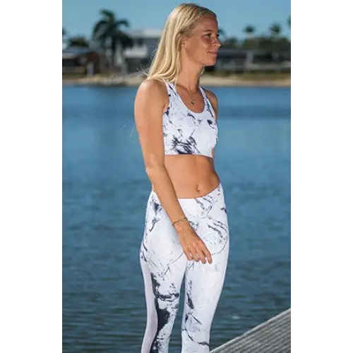 White Marble Sports Crop - gmaxx