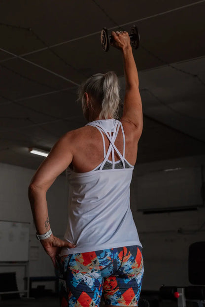 White Strappy Back Sports Top - gmaxx