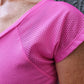 Hot Pink Gmaxx Mesh T Shirt.Cap sleeve and Scalloped hem