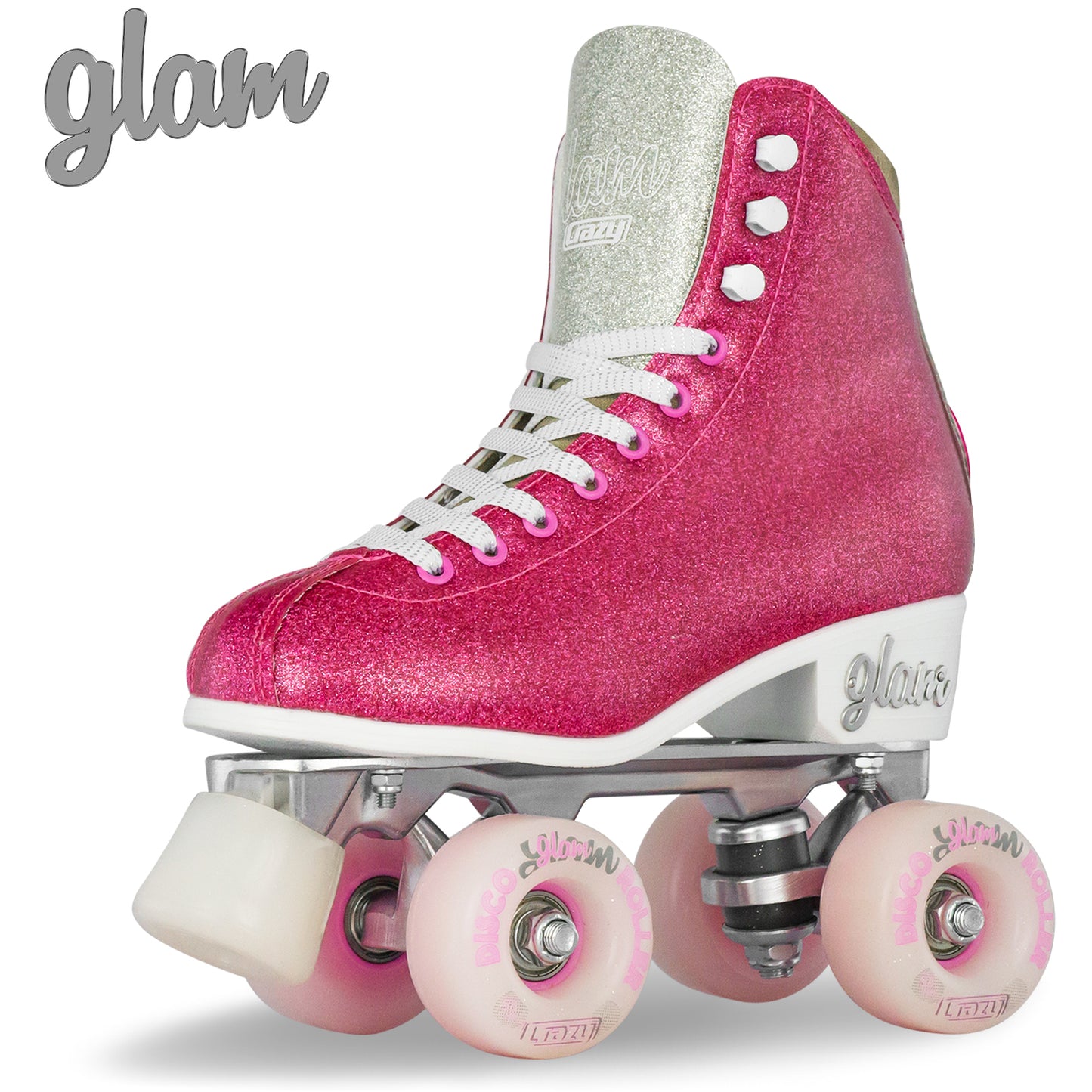 The Glam Skate is a serious skate - with a lustrous glitter shine over the entire boot. Built in a classic style, the Glam is far from your traditional roller skate - it comes packed full of great skating features to make skating more comfortable, more controlled and more glamourous than ever before! Don't be afraid to show the word how sparkly, glittery and fun you are on your new Glam Skates by Crazy Skates.