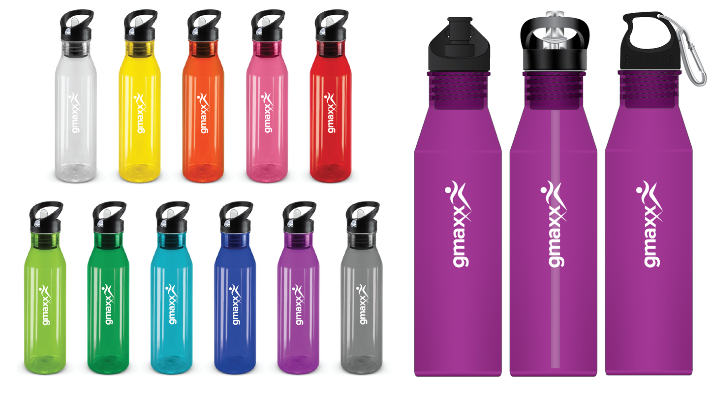 Gmaxx Drink Bottles with assorted lids
