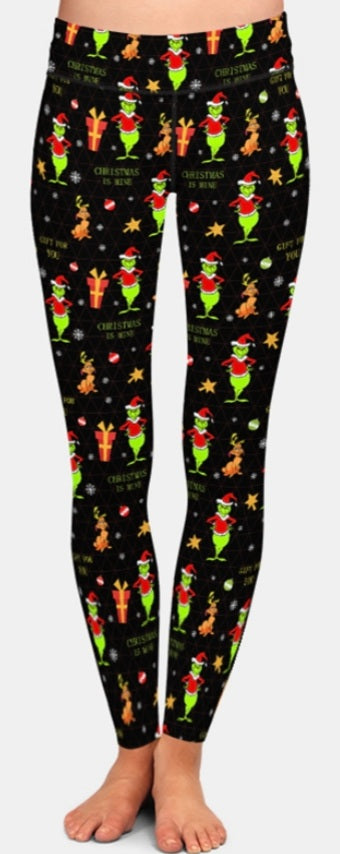 Christmas Grinch Leggings - full length