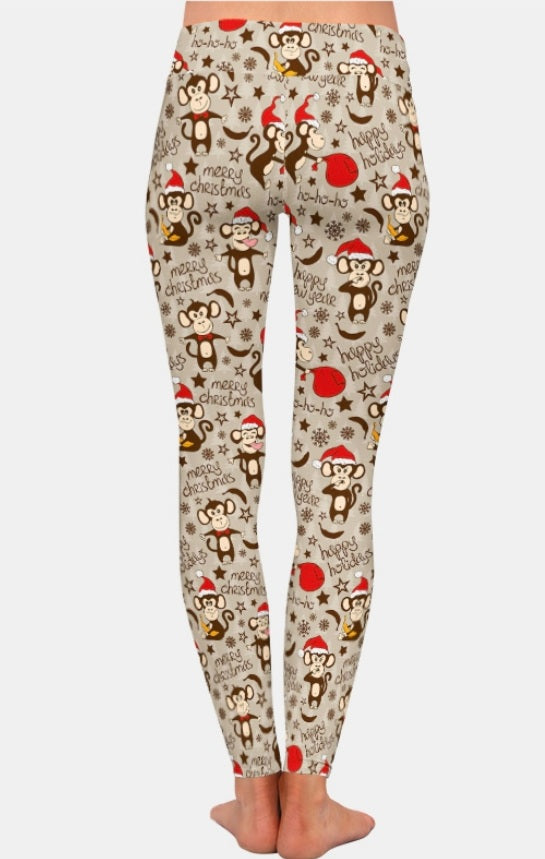 Christmas Cheeky Monkeys full length leggings
