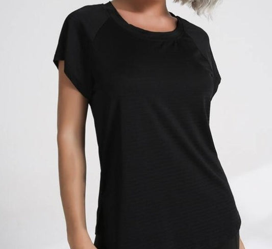 Cut Out Sports Tee has the perfect blend of style and comfort, featuring a round neckline, short sleeves, and an eye-catching cut out in the back