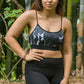 Black Marble Bamboo Crop Top From Gmaxx Activewear