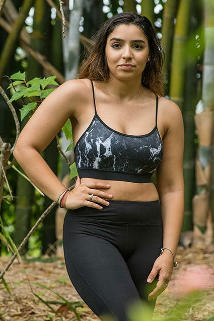 Black Marble Bamboo Crop Top From Gmaxx Activewear
